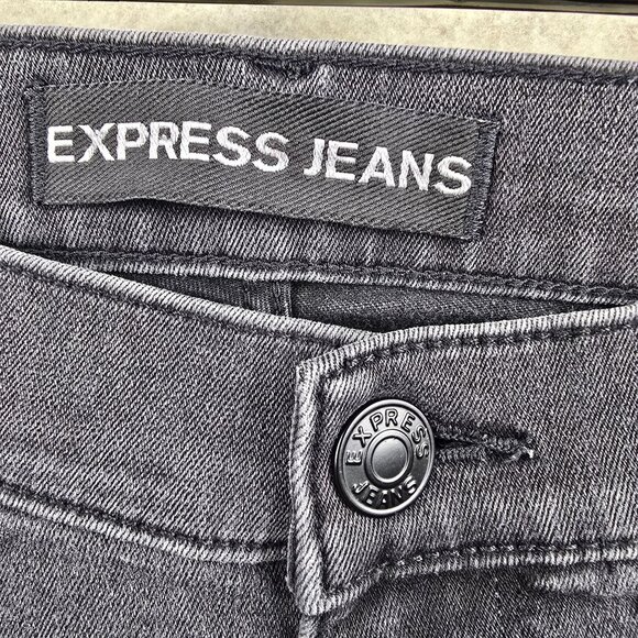 Express Jeans Fringe Legging Mid-Rise Skinny Jeans Black Denim Womens Size 6R - Picture 6 of 10